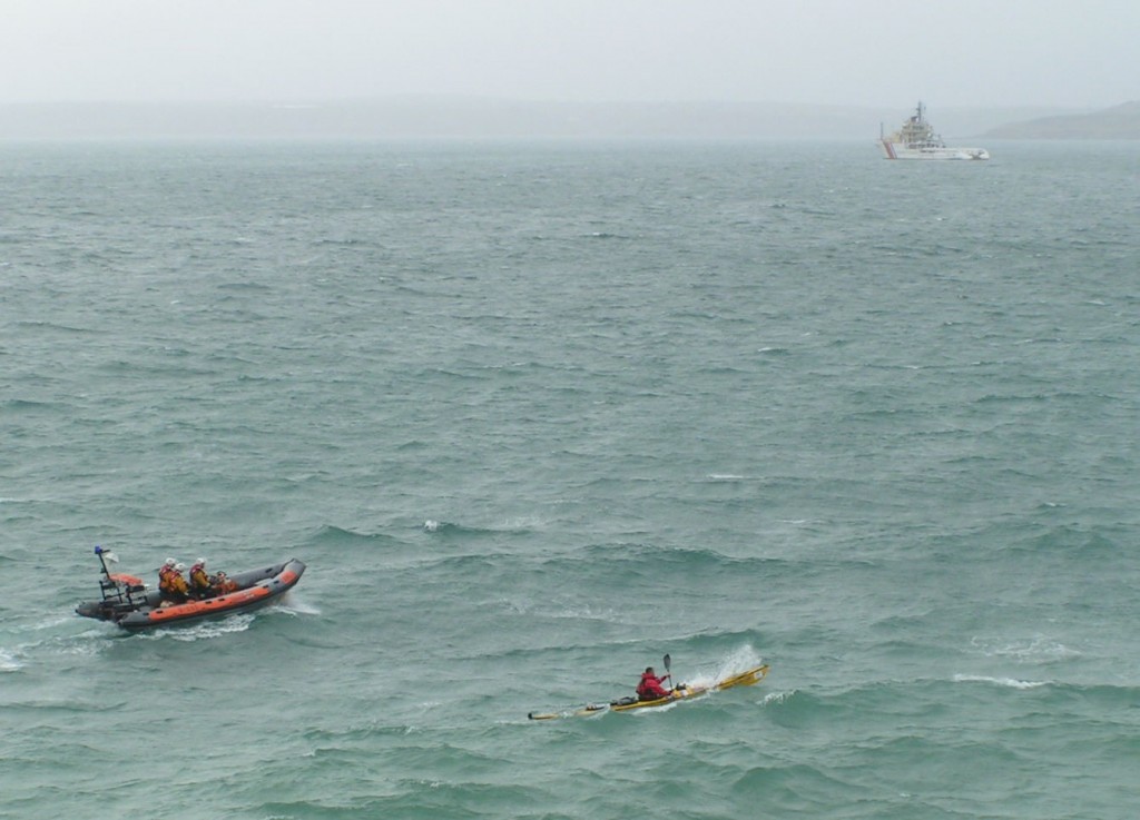 Crossing Falmouth Bay on Day 1