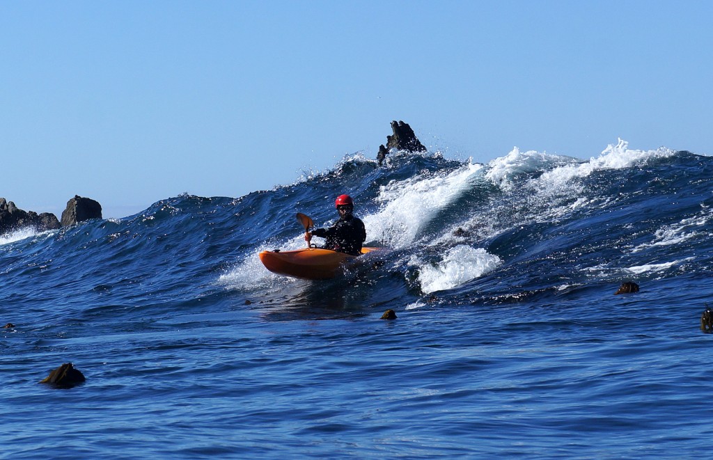 My friend Jeff Laxier testing the prototype at Chicken Rock, Mendocino. Photo by Bryant Burkhardt.
